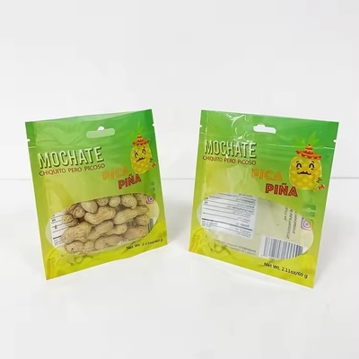 Stampa su misura Zipper di plastica biodegradabile con sacchetto di imballaggio sigillato a tre lati con finestra trasparente