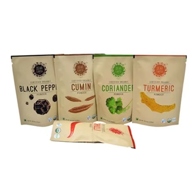 Sacchetti di imballaggio alimentare con cerniera chiusurabili Sacchetto stand up sacchetto personalizzato confezioni in polvere di spezie sacchetto di plastica