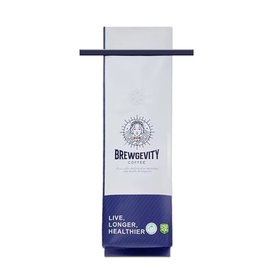 1 kg 2 kg sacchetto laterale laminato con gomma personalizzata stampa del logo sacchetto di polvere di caffè con lattina