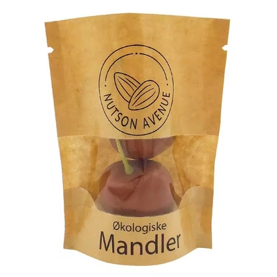 Borsa per imballaggio alimentare Stampa personalizzata carta kraft gravura stampa cerniera alto stand up sacchetto con finestra chiara