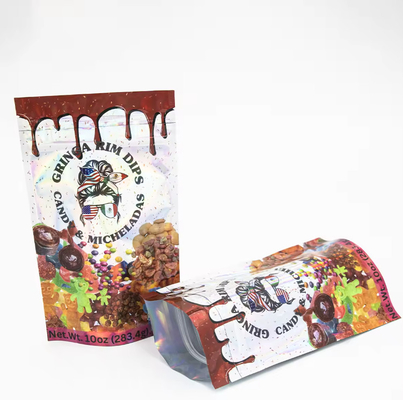 Imballaggio alimentare stampato su misura Imballaggio in plastica Foglio di alluminio Mylar Stand Up Pouch Bag Die Cut Mylar Bag