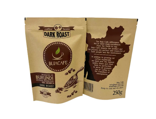 Compostabile Biodegradabile Standup Flat Bottom Kraft Paper Food Packing Zipper Bag Custom Printed Coffee Bag With Valve