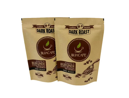 Compostabile Biodegradabile Standup Flat Bottom Kraft Paper Food Packing Zipper Bag Custom Printed Coffee Bag With Valve