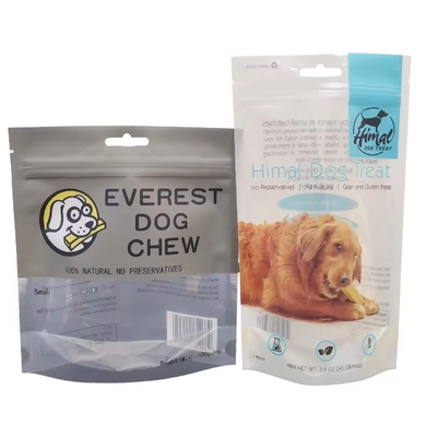 Logo personalizzato sacchetti di cibo per cani chiudibili sacchetti di cerniera con finestrino snack per animali da compagnia sacchetto in piedi