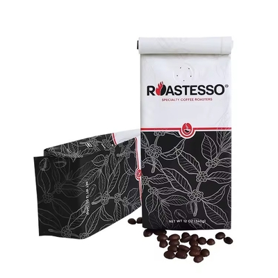 Fabbrica biodegradabile personalizzata all'ingrosso carta kraft fagioli di caffè Gusset laterale sacchetto di imballaggio sacchetto nero