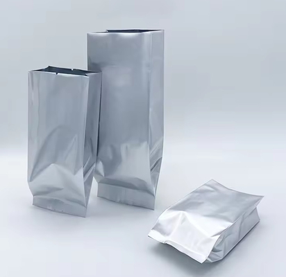 Gloss Silver Aluminum Foil Laminated Heat Seal Reverse Sealing Side Sealing Gusset Food Packaging Pouch Sacchetti di caffè