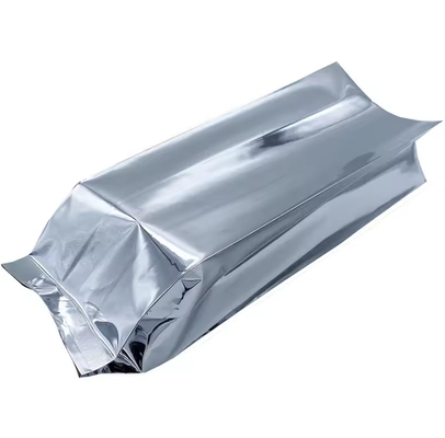 Gloss Silver Aluminum Foil Laminated Heat Seal Reverse Sealing Side Sealing Gusset Food Packaging Pouch Sacchetti di caffè