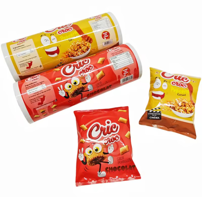 Imballaggio stampato in plastica Sacchetto di laminazione a caldo Busta per snack alimentari BOPP PET Aluminio CPP PE Patata a chip film sigillato rotolo