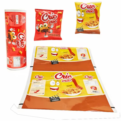 Imballaggio stampato in plastica Sacchetto di laminazione a caldo Busta per snack alimentari BOPP PET Aluminio CPP PE Patata a chip film sigillato rotolo