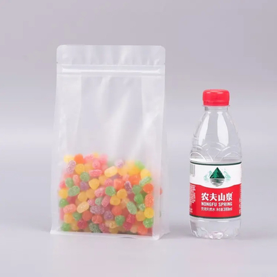 Custom Flat bottom eight side seal Clear Transparent Zip Lock Frutta secca alimenti Rice Packaging Plastic Stand Up Bag