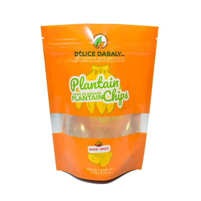 Snack Chips Imballaggio Logo personalizzato Cerniera Sacchetti di qualità alimentare Borsa sacchetta Chips di piantagione plastica composita ricapribile