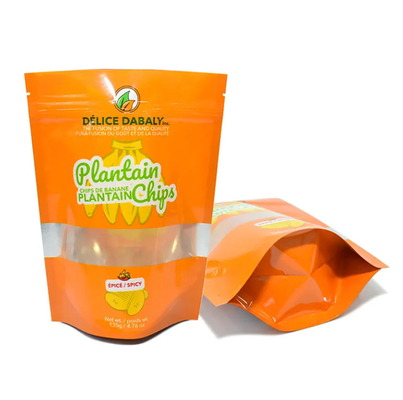 Snack Chips Imballaggio Logo personalizzato Cerniera Sacchetti di qualità alimentare Borsa sacchetta Chips di piantagione plastica composita ricapribile