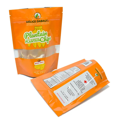 Snack Chips Imballaggio Logo personalizzato Cerniera Sacchetti di qualità alimentare Borsa sacchetta Chips di piantagione plastica composita ricapribile