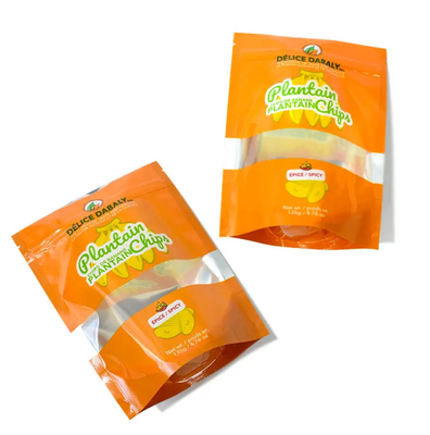 Snack Chips Imballaggio Logo personalizzato Cerniera Sacchetti di qualità alimentare Borsa sacchetta Chips di piantagione plastica composita ricapribile