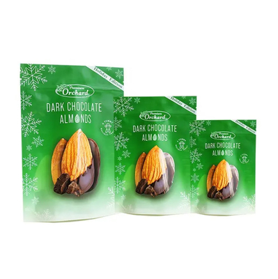 Stampa su misura Sacchetto a schiena con cerniera Confezione di noci di plastica Snack Mandorle Noci di cashew Sacchetti di imballaggio