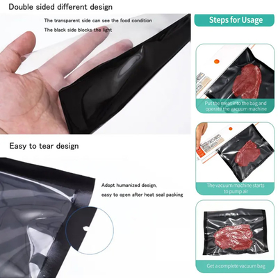 Tasse per la cucina per alimenti personalizzate Imballaggio a sigillo termico nero imballaggio di plastica biodegradabile sacchetto vuoto alimentare