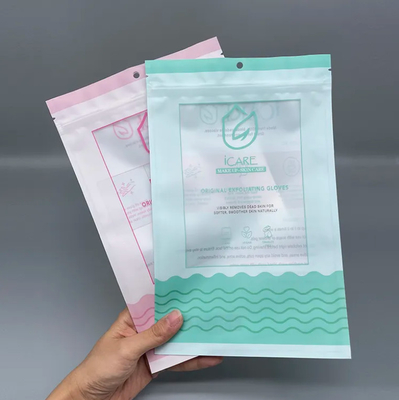 Guanti trasparenti trasparenti imballaggio sacchetto di cerniera ghiacciata per mitten cosmetici sacchetti di plastica Mylar cerniera sigillo a tre lati