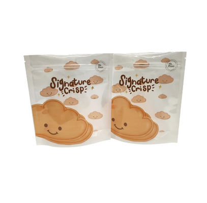 Sacchetti di imballaggio di biscotti in plastica stampati su misura con ziplock, patatine di pianta e sacchetti di biscotti