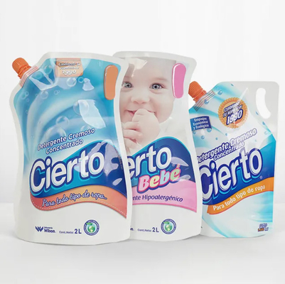 Imballaggio personalizzato ad alta capacità per sacchetti in piedi per detersivi liquidi con sacchetti di plastica con becco d'angolo