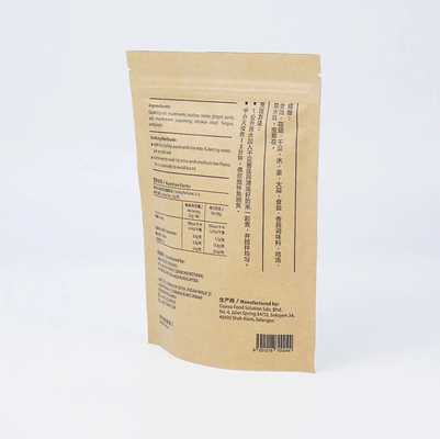 Fogli di alluminio Zipper Top Stand Up Tasch con sigillo termico carta Kraft PET PE plastica per imballaggi alimentari