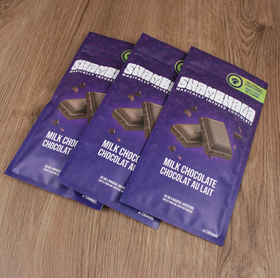 Borsa stampata su misura di qualità alimentare lucida con ghiaccio 3 lati sigillati borse a cerniera riutilizzabili Borse in lamiera di alluminio borse Mylar per cioccolato