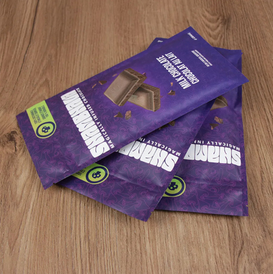 Borsa stampata su misura di qualità alimentare lucida con ghiaccio 3 lati sigillati borse a cerniera riutilizzabili Borse in lamiera di alluminio borse Mylar per cioccolato