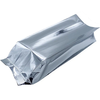 Gloss Silver Aluminum Foil Laminated Heat Seal Back Sealing Side Gusset Food Packaging Bag Vacuum Food Tea Coffee Bean Bags