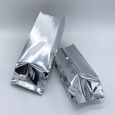 Gloss Silver Aluminum Foil Laminated Heat Seal Back Sealing Side Gusset Food Packaging Bag Vacuum Food Tea Coffee Bean Bags