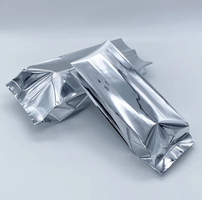Gloss Silver Aluminum Foil Laminated Heat Seal Back Sealing Side Gusset Food Packaging Bag Vacuum Food Tea Coffee Bean Bags