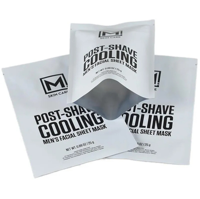 Logo personalizzato stampato a tre lati sigillabile termicamente maschera facciale cosmetica piatta imballaggio sacchetto di maschera facciale