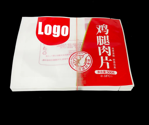 Logo stampato su misura Carne PE Nylon Tear Notch Chiaro Sigillo termico Sacchetti di imballaggio Bagli di sigillo a vuoto di qualità alimentare