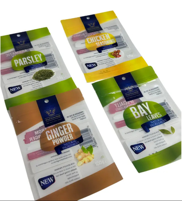 Sacchetto stampato su misura con sigillo laterale laminato 3 sacchetti di plastica con spezie condimenti sacchetto commestibile confezionamento ziplock sacchetto Mylar
