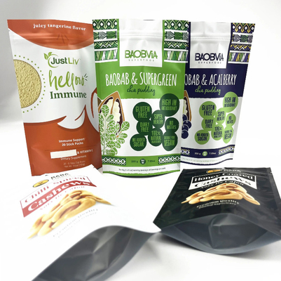 Esemplari gratuiti Sacchetti di stampa digitale Mylar Bag Zipper Proof Odor Nut Cashew Packaging Bag Matte Surface Doypack Per Noci