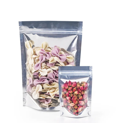 Nuovo sacchetto di cerniera in plastica in PE trasparente con gravura d'argento per la stampa di imballaggi alimentari per zucchero e marmellata