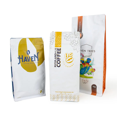 Stampa personalizzata LOGO Bottom Flat Bag Gusset Sello a otto lati Sacchetto alimentare per animali da compagnia Rice Cookie Dry Goods Food Sacchetto di plastica per caffè
