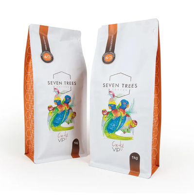 Stampa personalizzata LOGO Bottom Flat Bag Gusset Sello a otto lati Sacchetto alimentare per animali da compagnia Rice Cookie Dry Goods Food Sacchetto di plastica per caffè