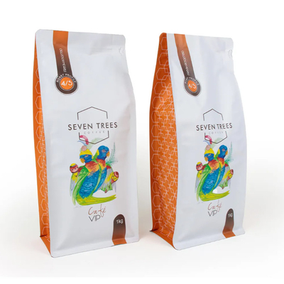 Stampa personalizzata LOGO Bottom Flat Bag Gusset Sello a otto lati Sacchetto alimentare per animali da compagnia Rice Cookie Dry Goods Food Sacchetto di plastica per caffè