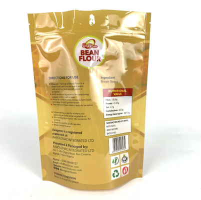 Sacchetto di plastica eco-compatibile ri-chiudibile Farina di fagioli Caramelle biscotti Snack Sacchetto di confezione Stand Up Zipper Bag For Food