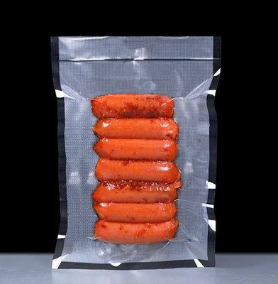 Cina Fornitore all'ingrosso sacchetto sigillo a vuoto con texture in rilievo nero imballaggio alimentare trasparente sacchetti sigillante a vuoto