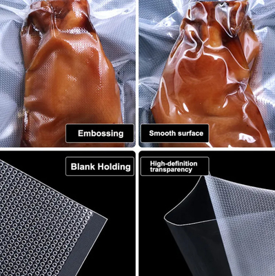 Cina Fornitore all'ingrosso sacchetto sigillo a vuoto con texture in rilievo nero imballaggio alimentare trasparente sacchetti sigillante a vuoto