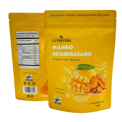 Sacchetto di imballaggio alimentare per manghi essiccati in foglio di alluminio su misura ricapribile sacchetto per frutta a sbocco Mylar