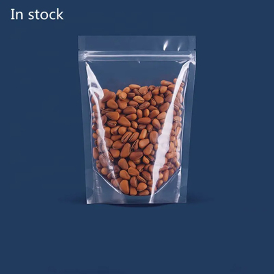 Cibo Ziplock Chiara Stampa personalizzata Stand Up Pocket Zip Lock Imballaggio Sacchetto di plastica trasparente con cerniera