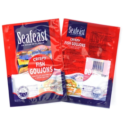 Confezionamento personalizzato per alimenti surgelati di pesce e pollo sottovuoto con sacchetto di plastica a 3 lati sigillati e logo