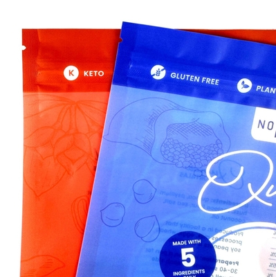 Busta sigillata su tre lati con stampa personalizzata all'ingrosso, sacchetto in plastica di polietilene per uso alimentare, con finestra e cerniera riutilizzabile per biscotti