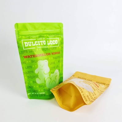 Borsa di caramelle di qualità alimentare matta verticale ricapribile con finestra trasparente