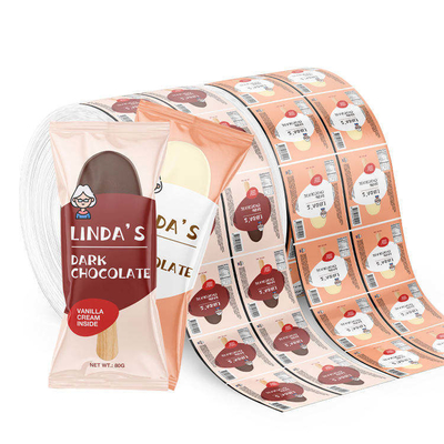 Film in rotolo plastico per imballaggio alimentare stampato personalizzato per gelato, film in rotolo laminato in foglio di alluminio