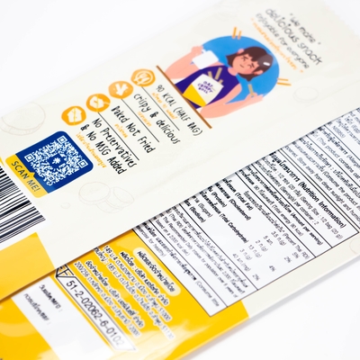 Stampa Digitale Personalizzata Snack Thailandesi Banana Avena Rotolo Croccante Sacchetto Sigillato Posteriore Alluminio Confezione Alimentare