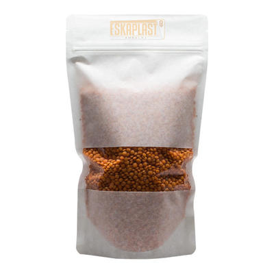 Borsa in pelle di vacchetta bianca (sacchetto verticale) con finestrella, cerniera stampata personalizzata, sacchetto verticale in carta kraft/sacchetto per confezioni alimentari