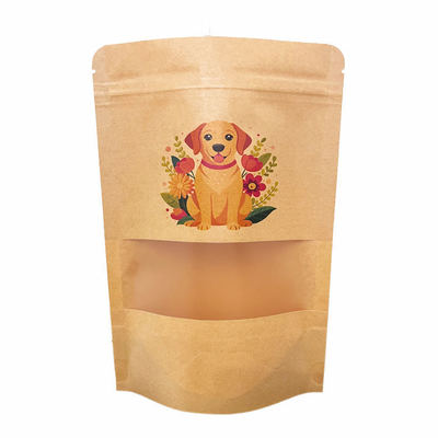 Imballaggio Eco-compatibile per Chicchi di Caffè Tè Cibi Snack Carta Kraft Trasparente Stand-Up Richiudibile Zip Logo Personalizzato