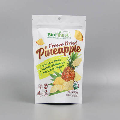 Sacchetti per imballaggio alimentare con zip richiudibile in plastica e alluminio personalizzati, stampati, per snack, frutta liofilizzata, busta doypack stand-up